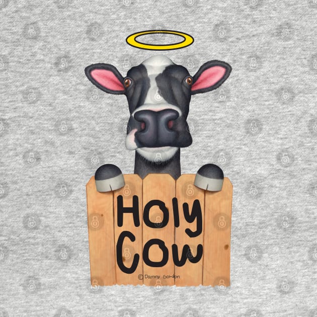 Cute adorable funny cow looking Holy Cow by Danny Gordon Art